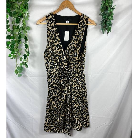 NWT AVA & AIDEN Leopard Self-Tie Faux Wrap Dress - Picture 2 of 5